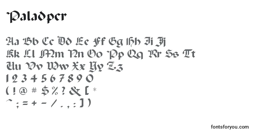 Czcionka Paladpcr – alfabet, cyfry, specjalne znaki