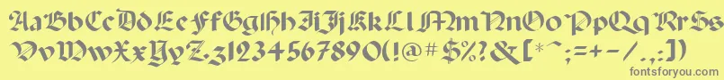 フォントPaladpcr – 黄色の背景に灰色の文字