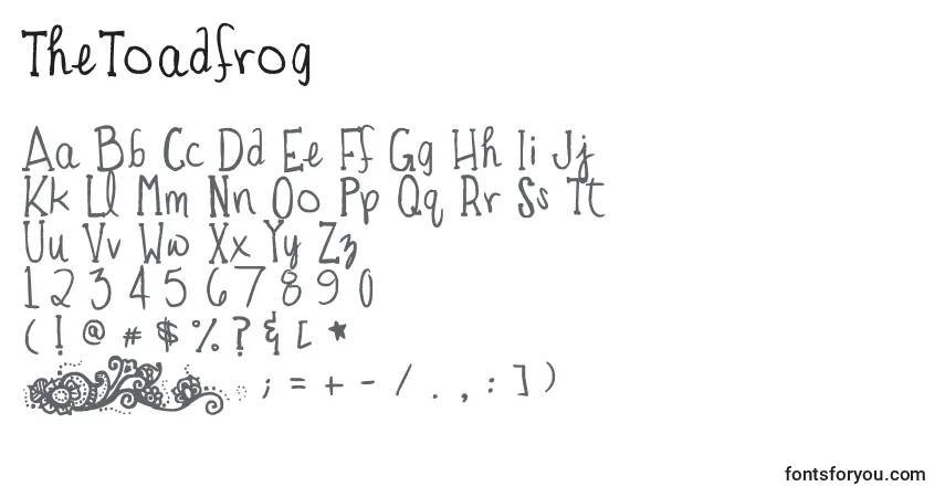Czcionka TheToadfrog – alfabet, cyfry, specjalne znaki