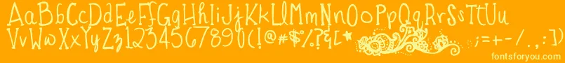 Więcej informacji o czcionce TheToadfrog Czcionka TheToadfrog – żółte czcionki na pomarańczowym tle
