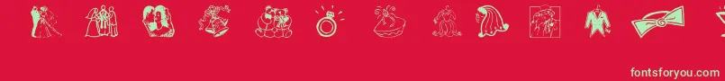 フォントAezweddingdings – 赤い背景に緑の文字