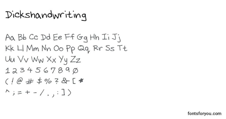 Czcionka Dickshandwriting – alfabet, cyfry, specjalne znaki