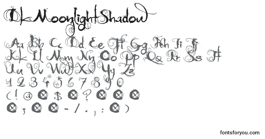 Schriftart DkMoonlightShadow – Alphabet, Zahlen, spezielle Symbole