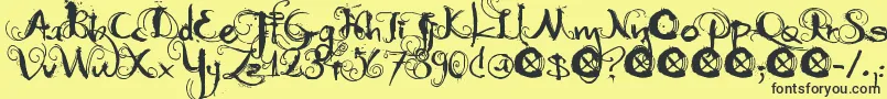 DkMoonlightShadow Font – Black Fonts on Yellow Background