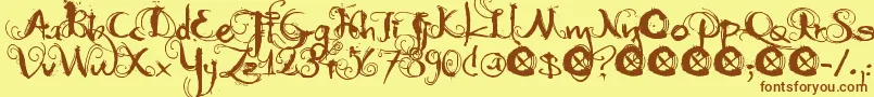 DkMoonlightShadow Font – Brown Fonts on Yellow Background
