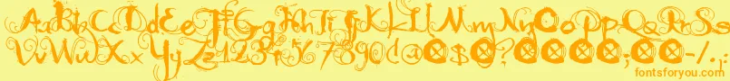 DkMoonlightShadow Font – Orange Fonts on Yellow Background