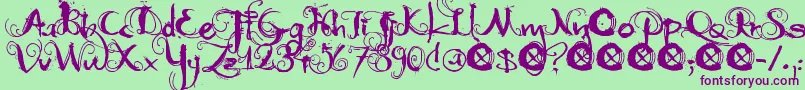 DkMoonlightShadow Font – Purple Fonts on Green Background