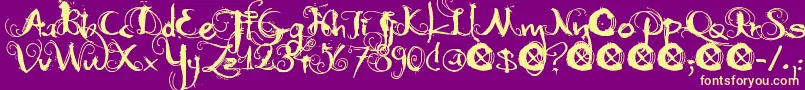 DkMoonlightShadow Font – Yellow Fonts on Purple Background