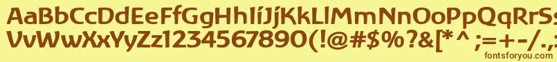 フォントLinotypeAtlantisBold – 茶色の文字が黄色の背景にあります。