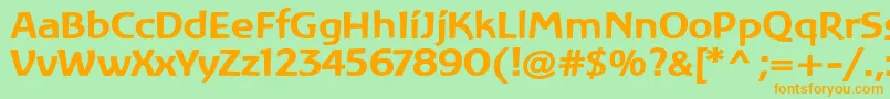 フォントLinotypeAtlantisBold – オレンジの文字が緑の背景にあります。