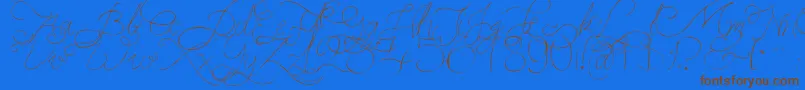 フォントPersifalPen – 茶色の文字が青い背景にあります。