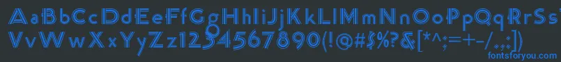 K22TriLineGothic Font – Blue Fonts on Black Background