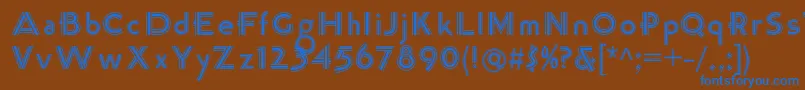 K22TriLineGothic-Schriftart – Blaue Schriften auf braunem Hintergrund