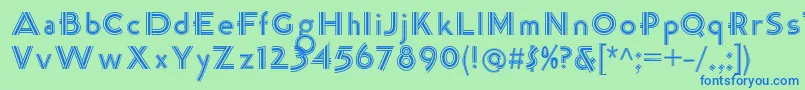 Шрифт K22TriLineGothic – синие шрифты на зелёном фоне