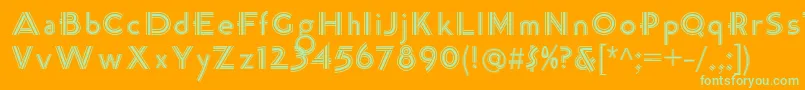 K22TriLineGothic Font – Green Fonts on Orange Background
