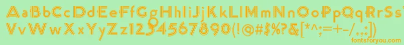 フォントK22TriLineGothic – オレンジの文字が緑の背景にあります。