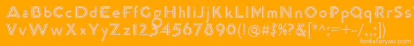 K22TriLineGothic-fontti – vaaleanpunaiset fontit oranssilla taustalla
