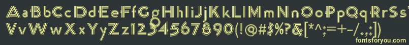 K22TriLineGothic-Schriftart – Gelbe Schriften auf schwarzem Hintergrund