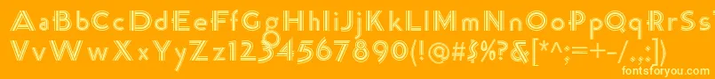 K22TriLineGothic-Schriftart – Gelbe Schriften auf orangefarbenem Hintergrund