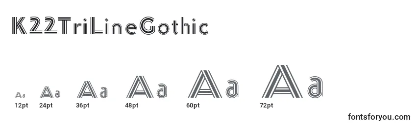 K22TriLineGothic Font Sizes