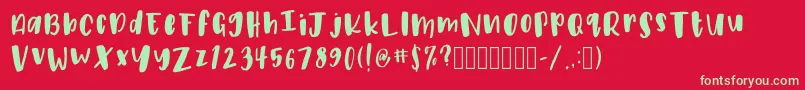 フォントPeonyRegular – 赤い背景に緑の文字