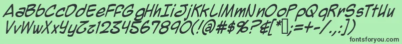フォントMightyZeo2.0Italic – 緑の背景に黒い文字