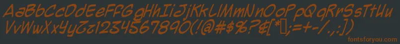 Fonte MightyZeo2.0Italic – fontes marrons em um fundo preto