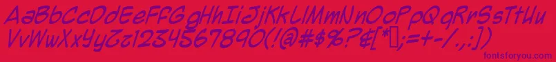MightyZeo2.0Italic Font – Purple Fonts on Red Background