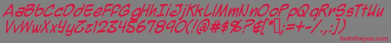 MightyZeo2.0Italic Font – Red Fonts on Gray Background