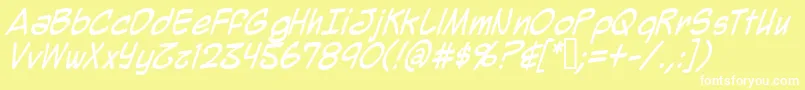Fonte MightyZeo2.0Italic – fontes brancas em um fundo amarelo