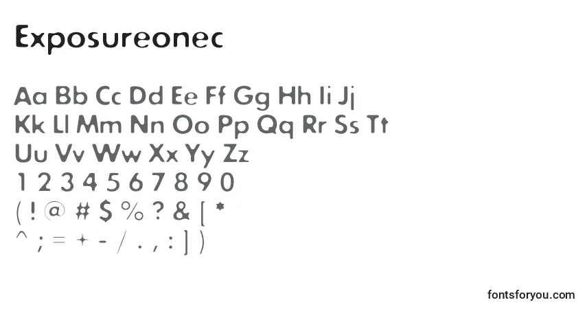 Schriftart Exposureonec – Alphabet, Zahlen, spezielle Symbole