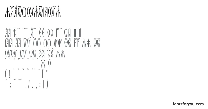 A fonte ZlatoustKucs – alfabeto, números, caracteres especiais