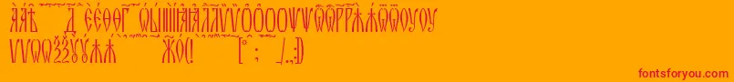 ZlatoustKucs-Schriftart – Rote Schriften auf orangefarbenem Hintergrund