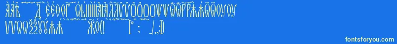 ZlatoustKucs-Schriftart – Gelbe Schriften auf blauem Hintergrund