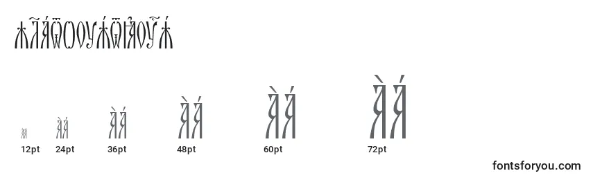 Размеры шрифта ZlatoustKucs