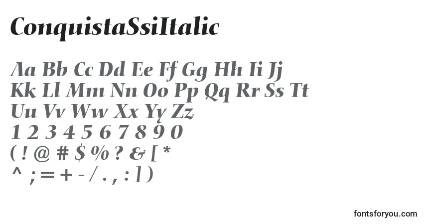 Fuente ConquistaSsiItalic - alfabeto, números, caracteres especiales