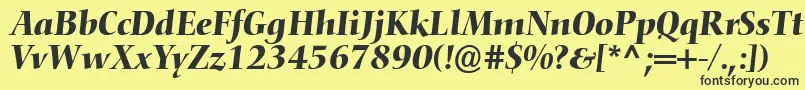 Czcionka ConquistaSsiItalic – czarne czcionki na żółtym tle