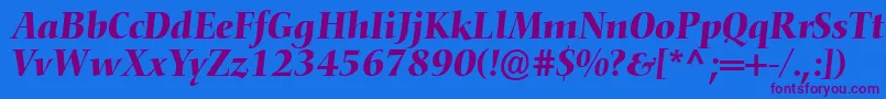 ConquistaSsiItalic Font – Purple Fonts on Blue Background