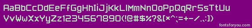 PixelFont7 Font – Green Fonts on Purple Background
