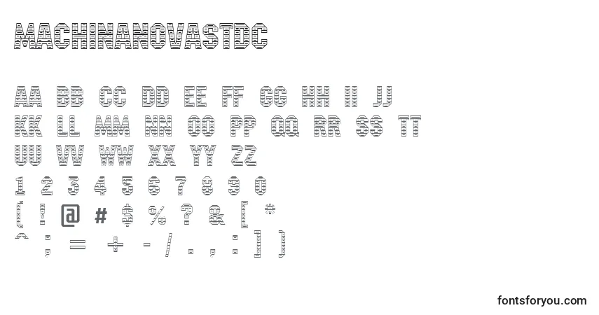 Czcionka Machinanovastdc – alfabet, cyfry, specjalne znaki