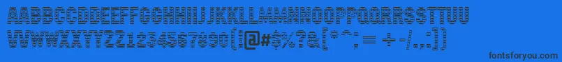 Machinanovastdc-Schriftart – Schwarze Schriften auf blauem Hintergrund