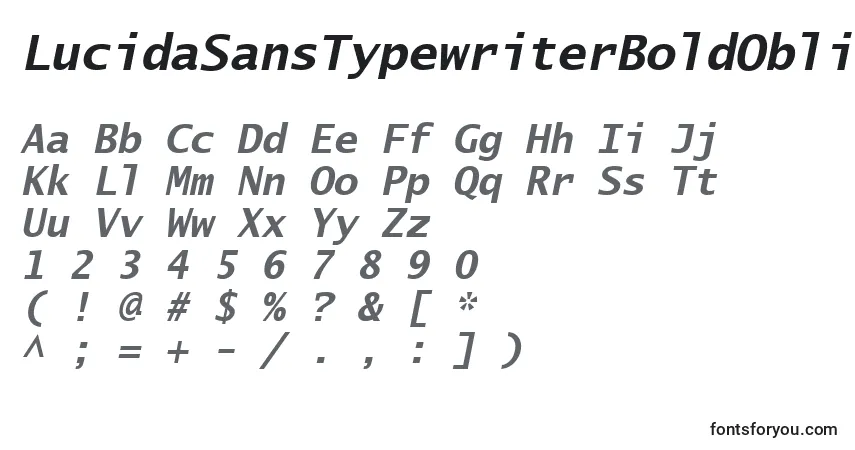Шрифт LucidaSansTypewriterBoldOblique – алфавит, цифры, специальные символы