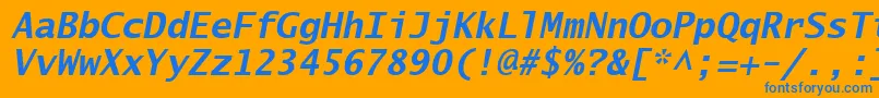 フォントLucidaSansTypewriterBoldOblique – オレンジの背景に青い文字