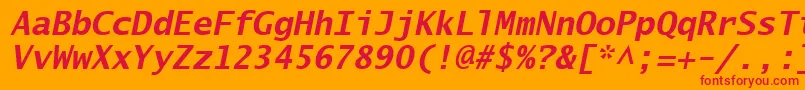 Czcionka LucidaSansTypewriterBoldOblique – czerwone czcionki na pomarańczowym tle