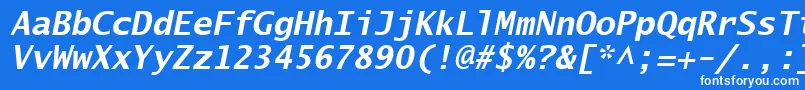 Шрифт LucidaSansTypewriterBoldOblique – белые шрифты на синем фоне