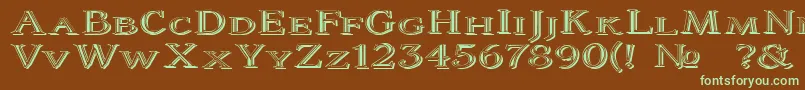 フォントColtaineNo2 – 緑色の文字が茶色の背景にあります。