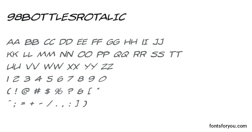 Czcionka 98bottlesrotalic – alfabet, cyfry, specjalne znaki