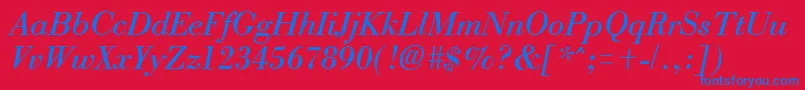 BostonItalic Font – Blue Fonts on Red Background