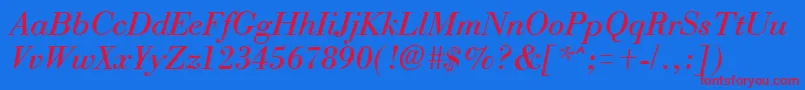BostonItalic Font – Red Fonts on Blue Background