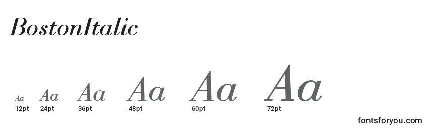 Размеры шрифта BostonItalic